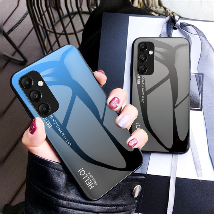 For Samsung Galaxy A55 5G Case Gradient Tempered Glass+PC+TPU Phone Cover