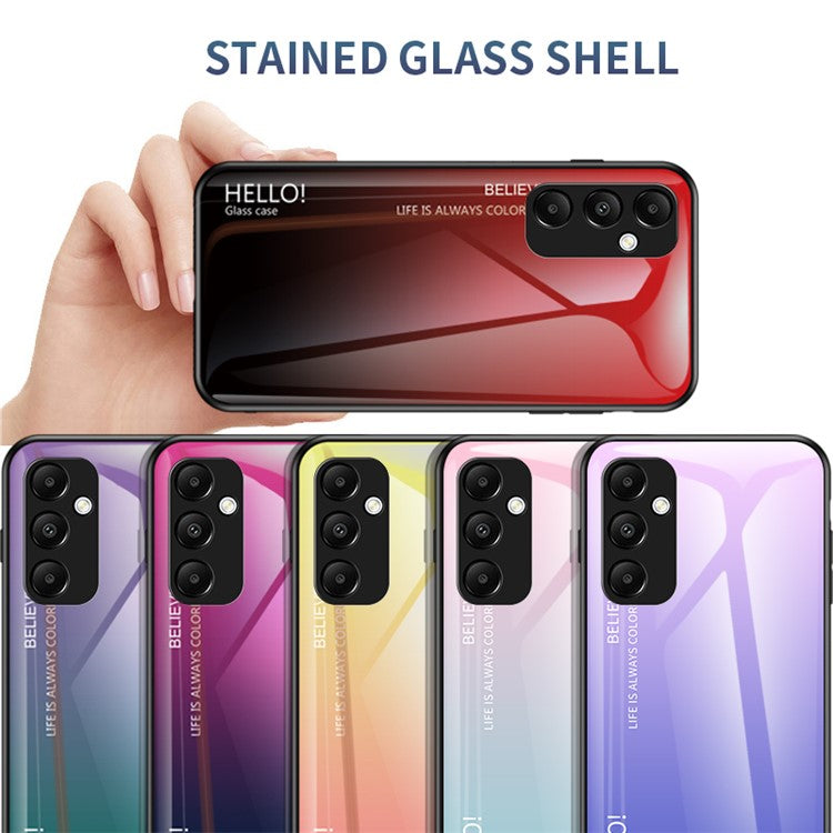For Samsung Galaxy A55 5G Case Gradient Tempered Glass+PC+TPU Phone Cover