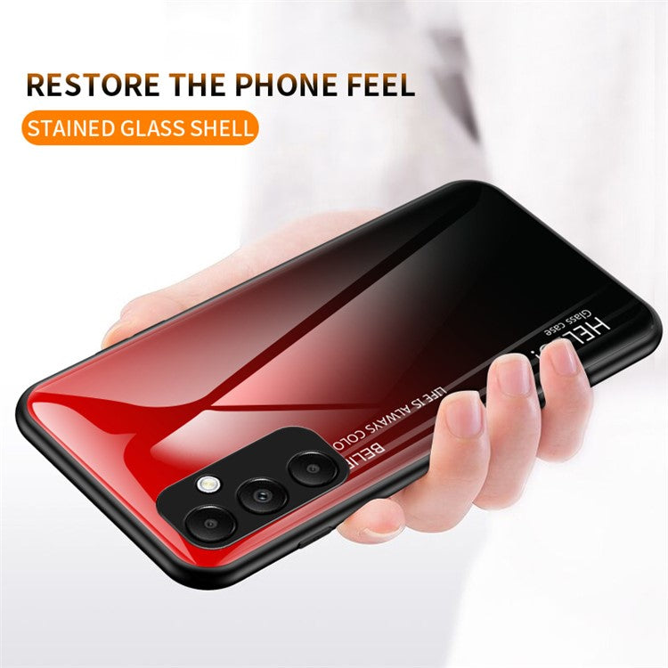 For Samsung Galaxy A55 5G Case Gradient Tempered Glass+PC+TPU Phone Cover