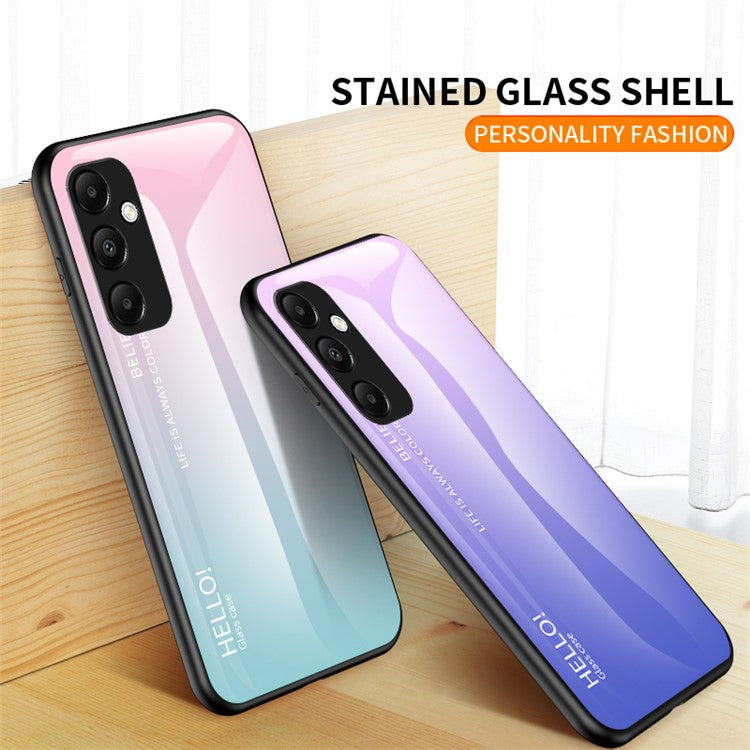 For Samsung Galaxy A55 5G Case Gradient Tempered Glass+PC+TPU Phone Cover