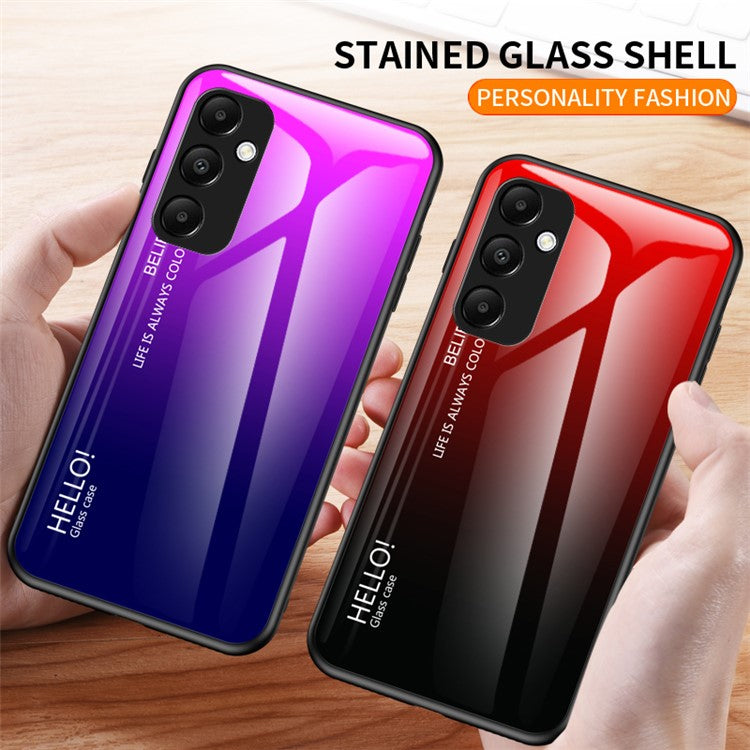 For Samsung Galaxy A55 5G Case Gradient Tempered Glass+PC+TPU Phone Cover