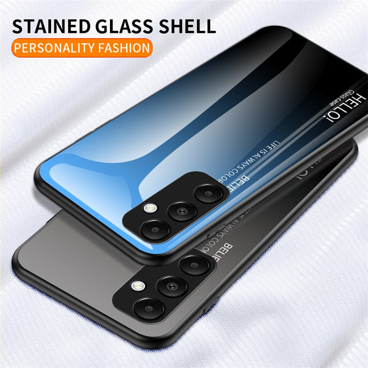 For Samsung Galaxy A55 5G Case Gradient Tempered Glass+PC+TPU Phone Cover