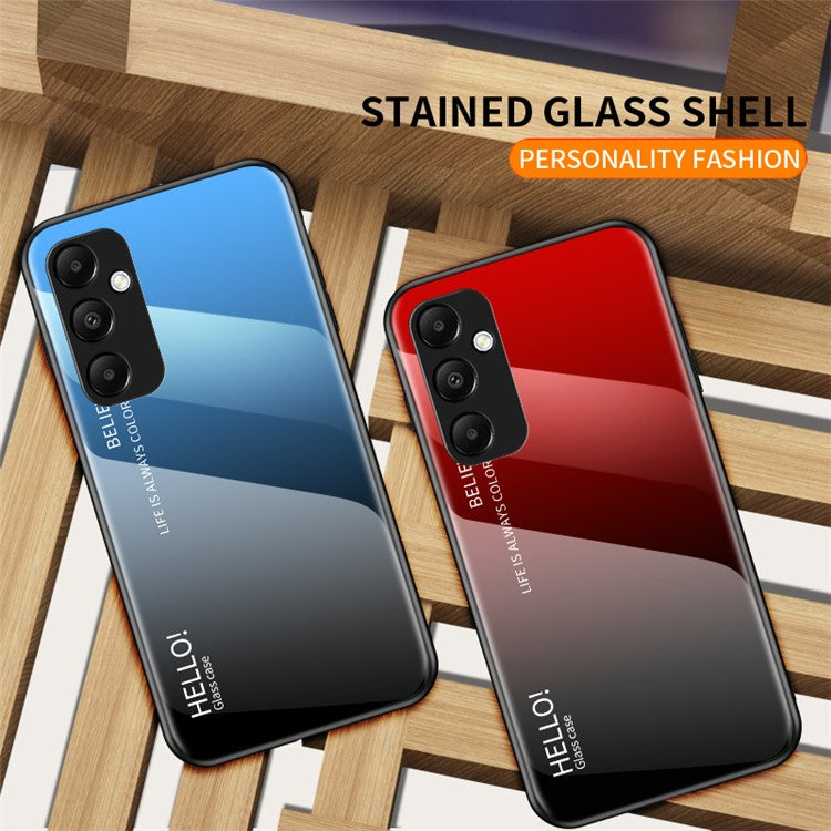 For Samsung Galaxy A55 5G Case Gradient Tempered Glass+PC+TPU Phone Cover