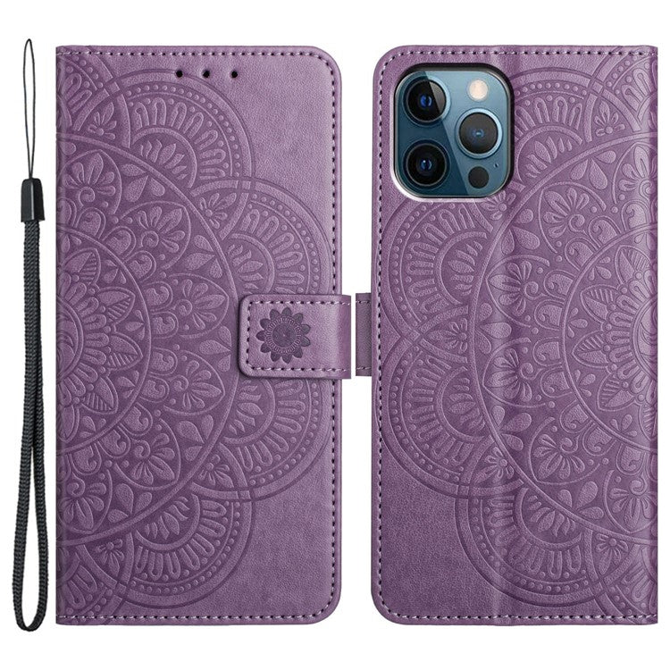 För iPhone 15 Pro Max Fodral Flower Pattern Flip Stand Telefonskydd
