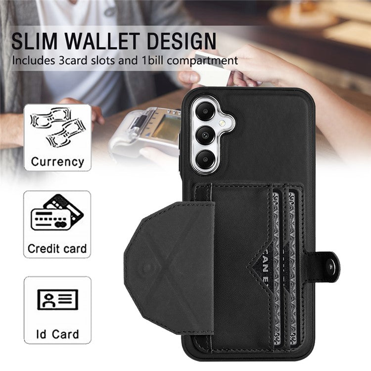 YB Leather Coating Series-4 for Samsung Galaxy A25 5G (Global) (161.0 x 76.5 x 8.3mm) Case Card Slots Cover