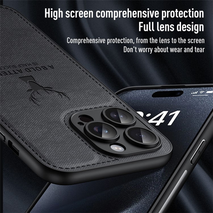 För iPhone 13 Pro Max telefonfodral PU läderbelagd PC+TPU Deer Mönster Cover