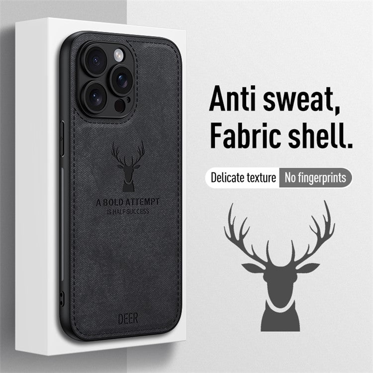 För iPhone 13 Pro Max telefonfodral PU läderbelagd PC+TPU Deer Mönster Cover