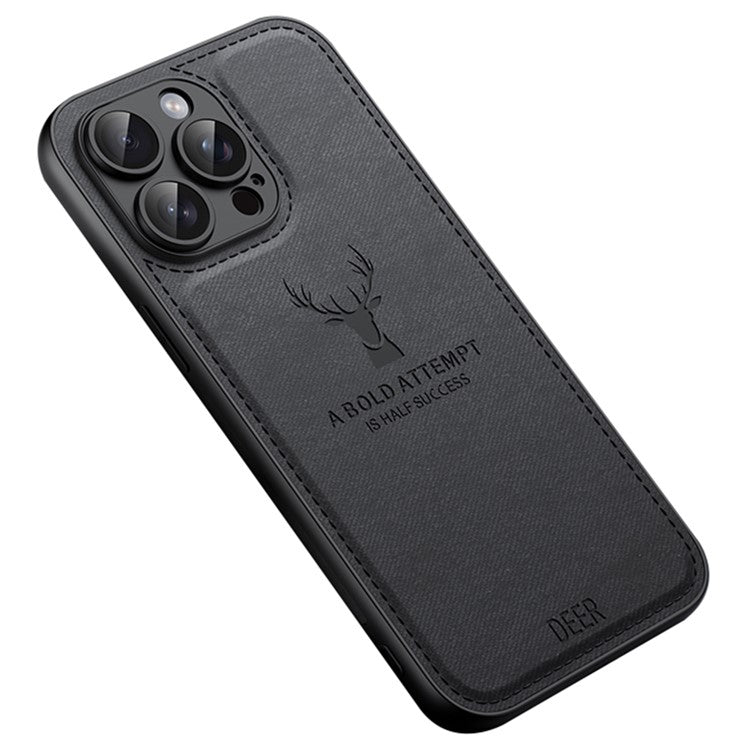 För iPhone 13 Pro Max telefonfodral PU läderbelagd PC+TPU Deer Mönster Cover