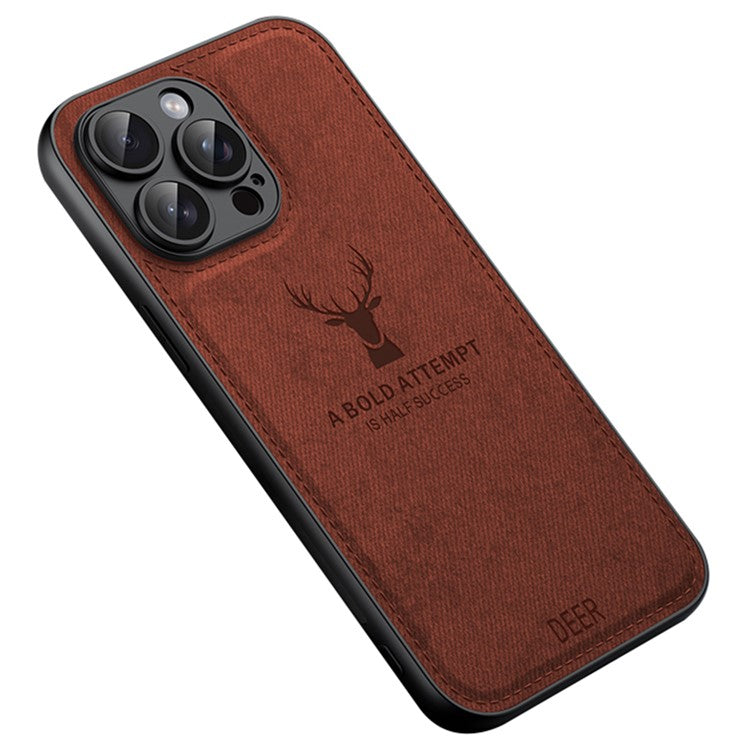 För iPhone 13 Pro Max telefonfodral PU läderbelagd PC+TPU Deer Mönster Cover