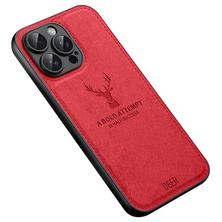 För iPhone 13 Pro Max telefonfodral PU läderbelagd PC+TPU Deer Mönster Cover