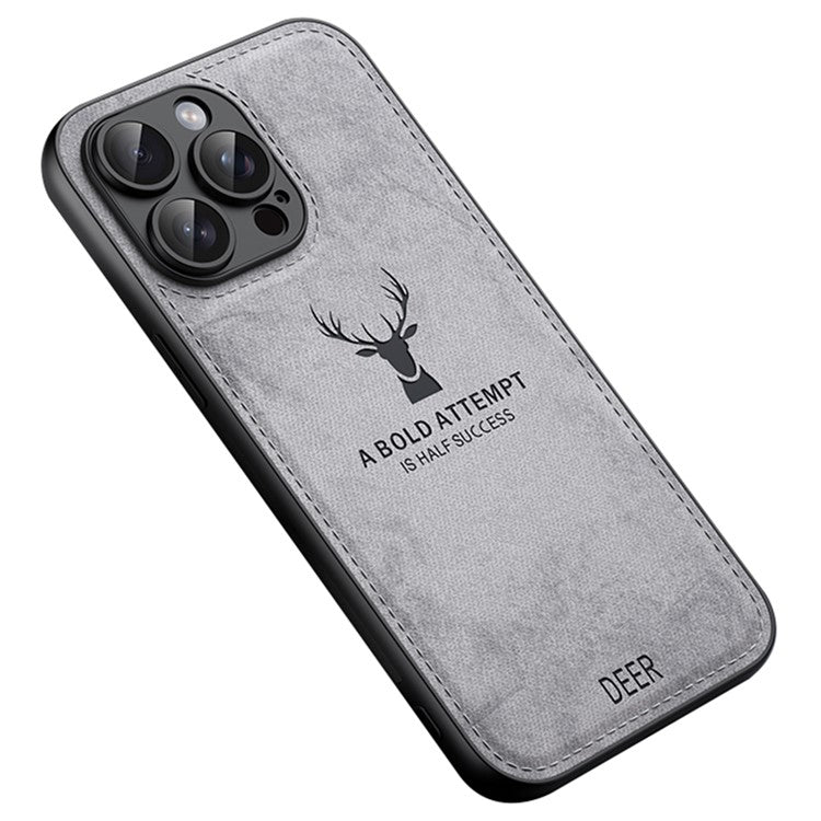 För iPhone 13 Pro Max telefonfodral PU läderbelagd PC+TPU Deer Mönster Cover