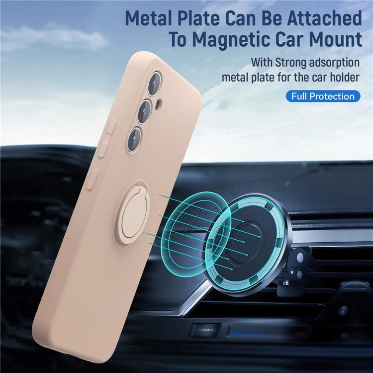 For Samsung Galaxy A25 5G (Global) (161.0 x 76.5 x 8.3mm) Liquid Silicone Kickstand Case + 2.5D Arc Edge Tempered Glass Film