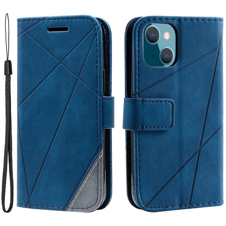 For iPhone 13 Case Splicing Leather Phone Cover with Wallet Card Slot