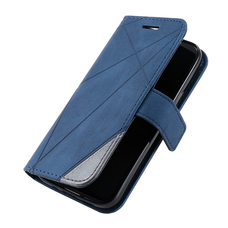 For iPhone 13 Case Splicing Leather Phone Cover with Wallet Card Slot