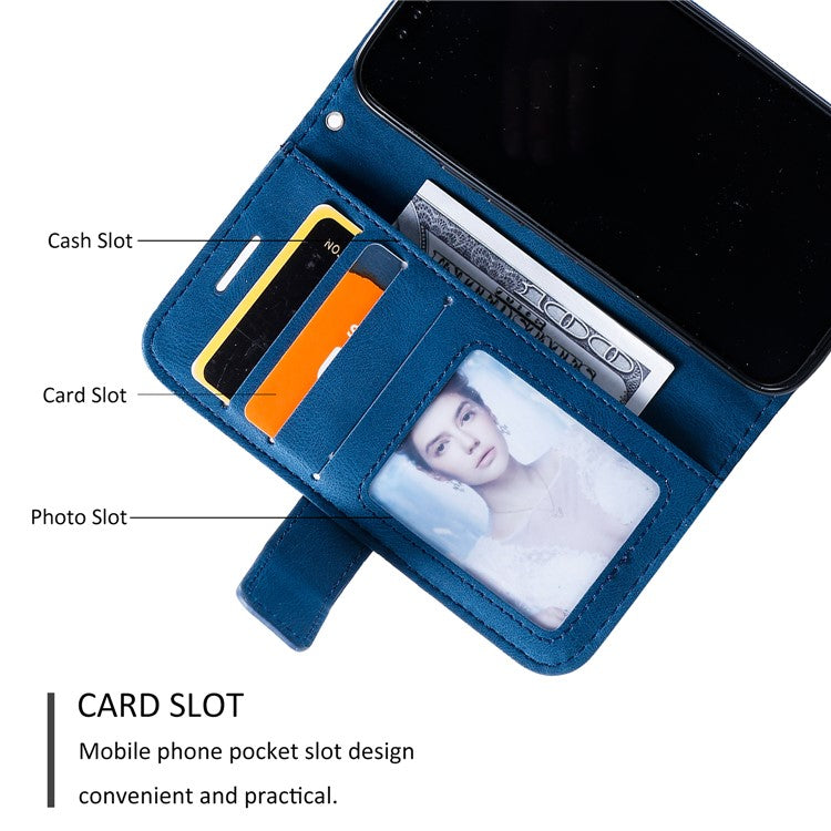 For iPhone 13 Case Splicing Leather Phone Cover with Wallet Card Slot