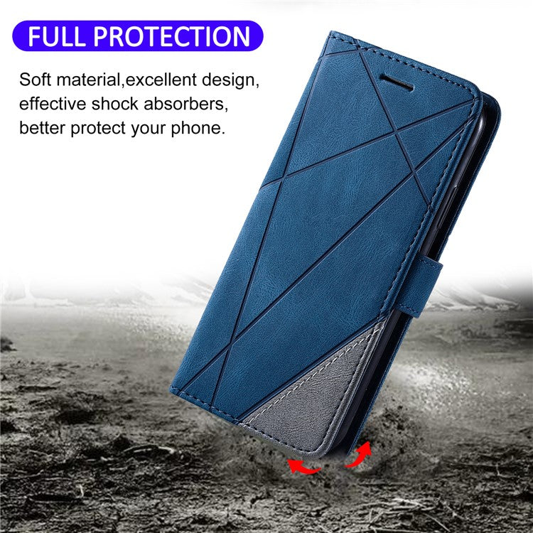 For iPhone 13 Case Splicing Leather Phone Cover with Wallet Card Slot