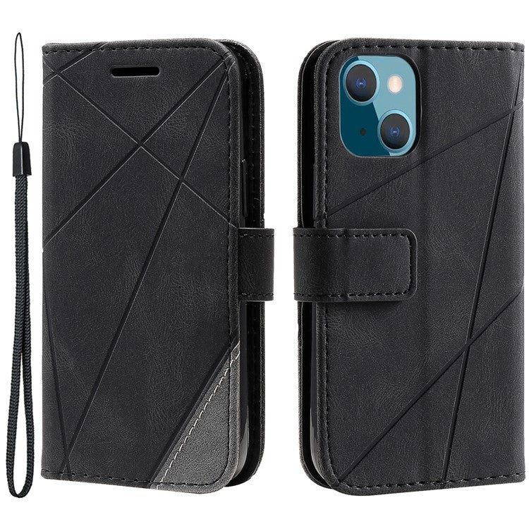 For iPhone 13 Case Splicing Leather Phone Cover with Wallet Card Slot