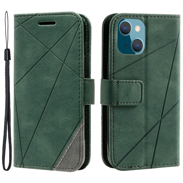 For iPhone 13 Case Splicing Leather Phone Cover with Wallet Card Slot