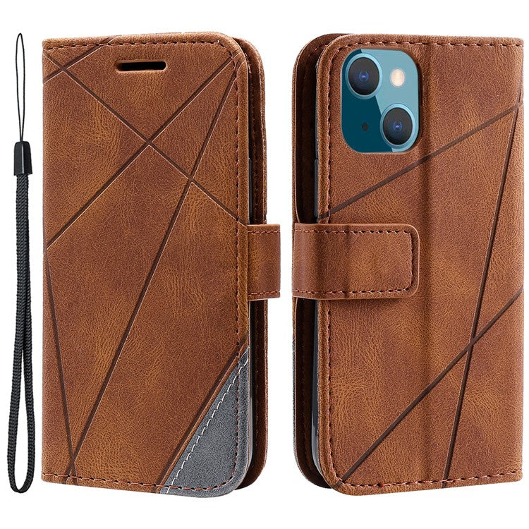 For iPhone 13 Case Splicing Leather Phone Cover with Wallet Card Slot