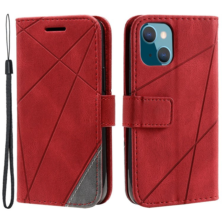 For iPhone 13 Case Splicing Leather Phone Cover with Wallet Card Slot