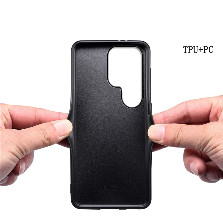 For Samsung Galaxy S23 Ultra Case Calf Texture PU Leather Drop-proof Phone Shell
