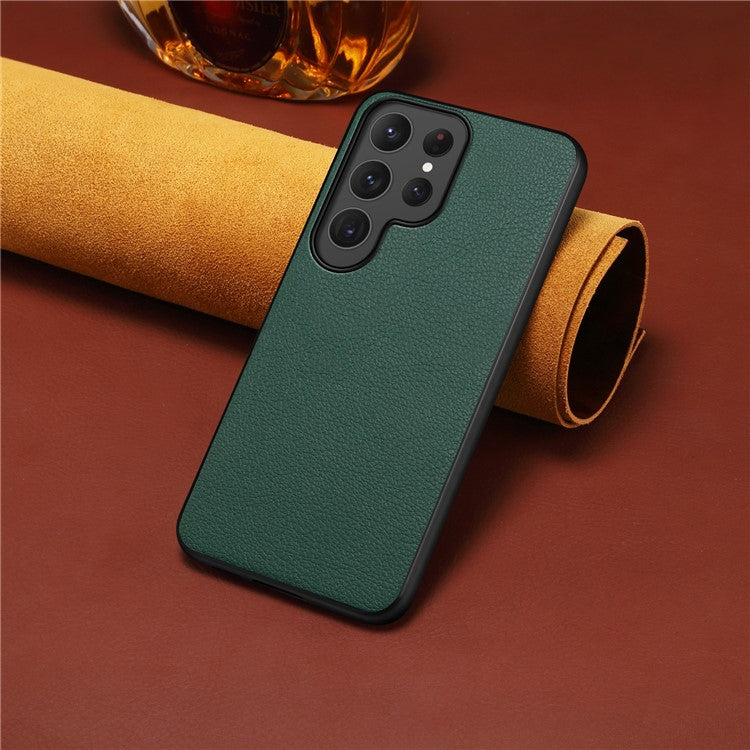 For Samsung Galaxy S23 Ultra Case Calf Texture PU Leather Drop-proof Phone Shell
