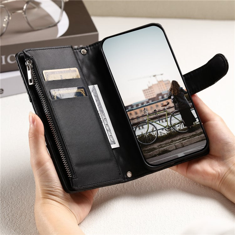 Style 012 for Samsung Galaxy S23 Case Zipper Pocket Handbag Case PU Leather Rhombus Pattern Phone Cover