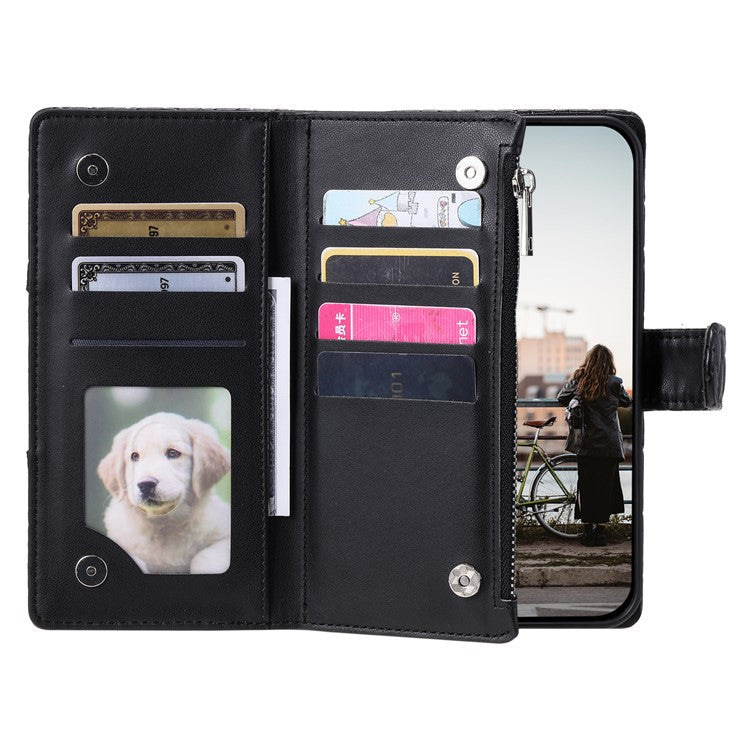 Style 012 for Samsung Galaxy S23 Case Zipper Pocket Handbag Case PU Leather Rhombus Pattern Phone Cover