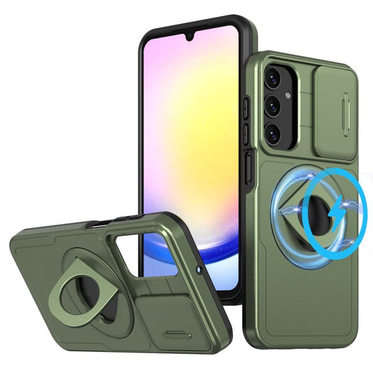 För Samsung Galaxy A34 5G-skal med glidande kamerafönster TPU+PC magnetiskt telefonskal