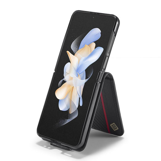 LC.IMEEKE För Samsung Galaxy Z Flip6 5G Fodral Carbon Fiber Texture Korthållare Baksida Telefonskydd