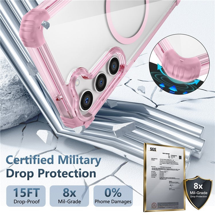 For Samsung Galaxy S23+ Magnetic Case TPU+PC Anti-Drop Clear Phone Cover