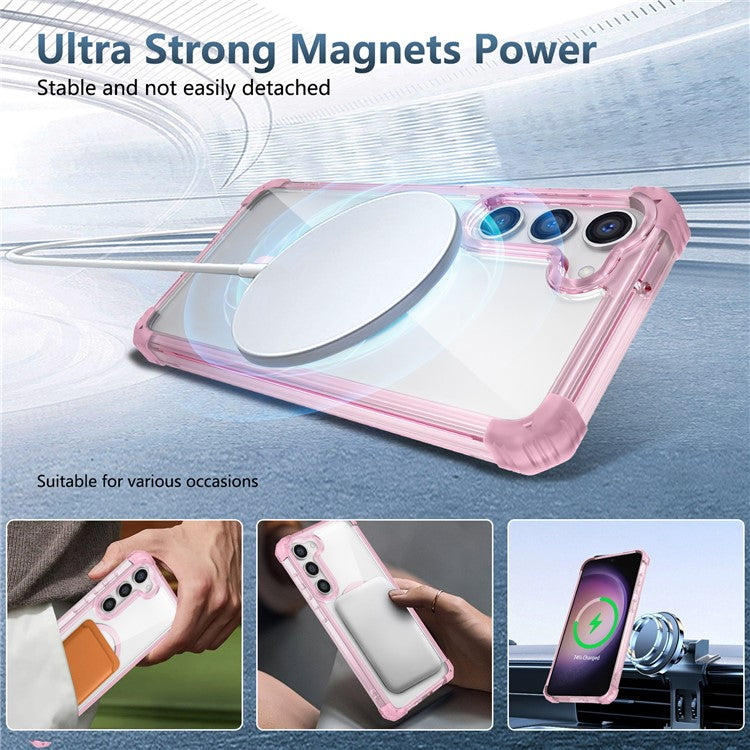 For Samsung Galaxy S23+ Magnetic Case TPU+PC Anti-Drop Clear Phone Cover
