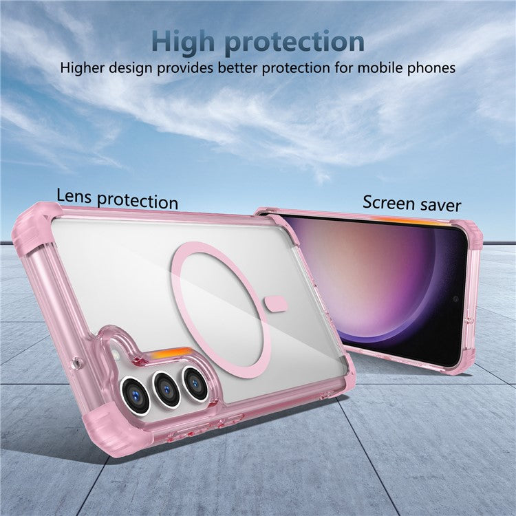 For Samsung Galaxy S23+ Magnetic Case TPU+PC Anti-Drop Clear Phone Cover