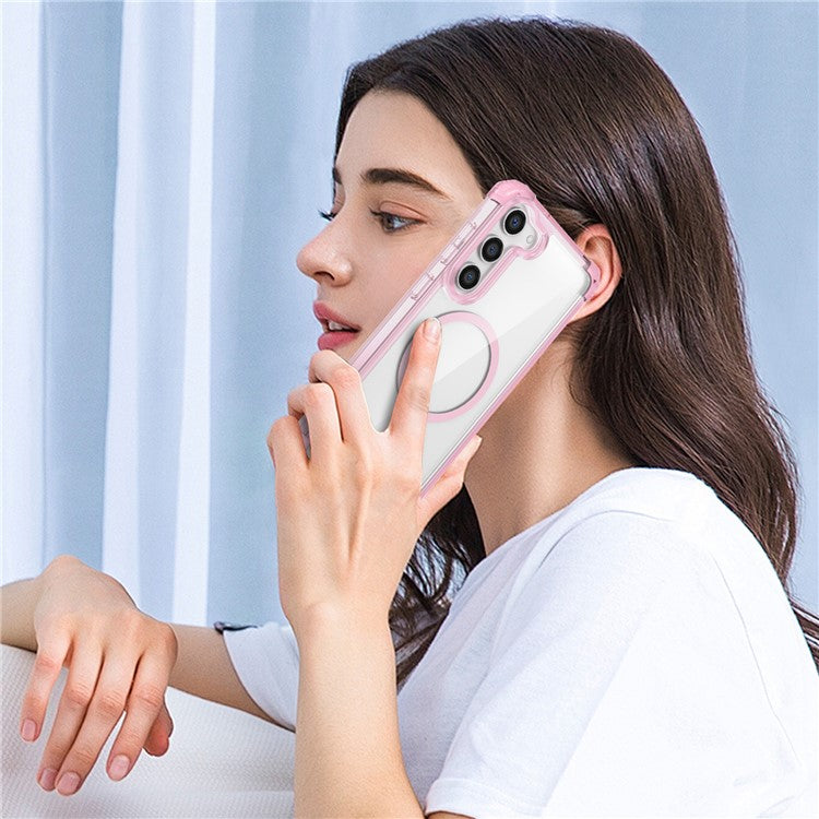 For Samsung Galaxy S23+ Magnetic Case TPU+PC Anti-Drop Clear Phone Cover