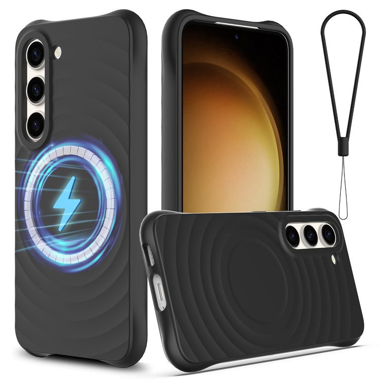 For Samsung Galaxy S23+ Magnetic Phone Case Ripple Texture Liquid Silicone Shockproof Cover