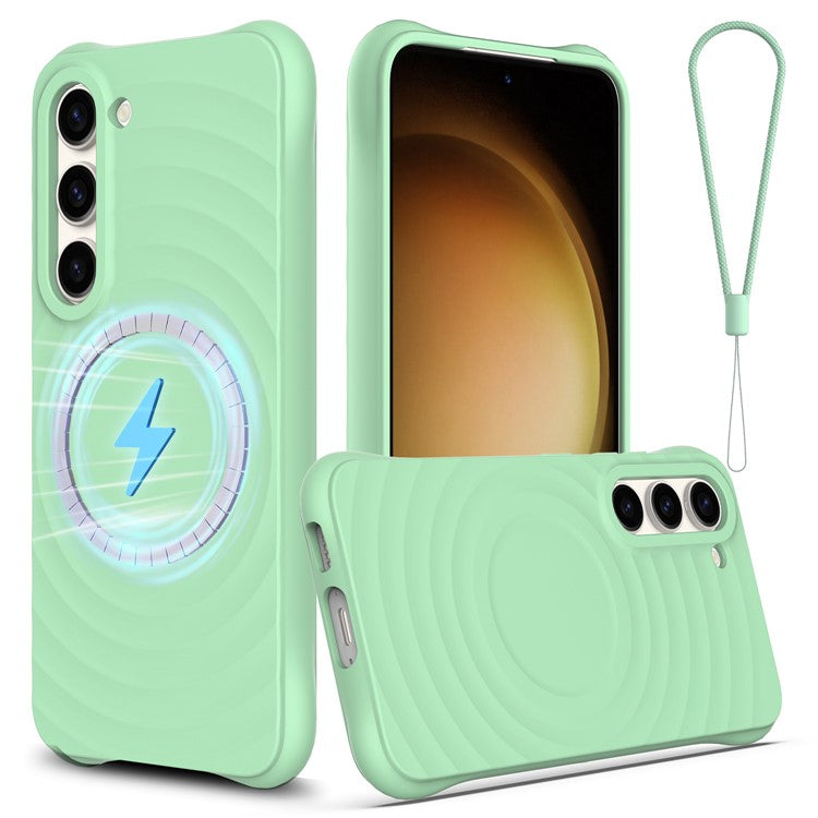 For Samsung Galaxy S23+ Magnetic Phone Case Ripple Texture Liquid Silicone Shockproof Cover