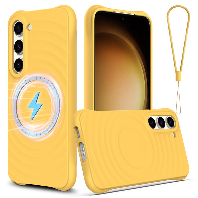For Samsung Galaxy S23+ Magnetic Phone Case Ripple Texture Liquid Silicone Shockproof Cover
