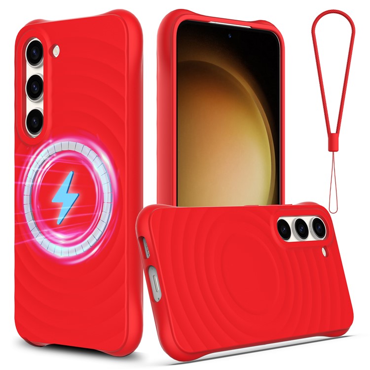 For Samsung Galaxy S23+ Magnetic Phone Case Ripple Texture Liquid Silicone Shockproof Cover