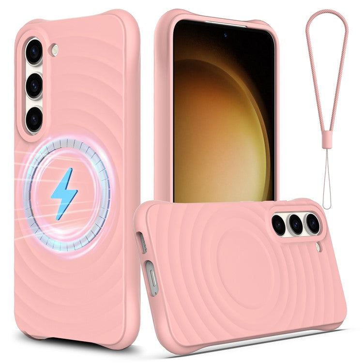 For Samsung Galaxy S23+ Magnetic Phone Case Ripple Texture Liquid Silicone Shockproof Cover