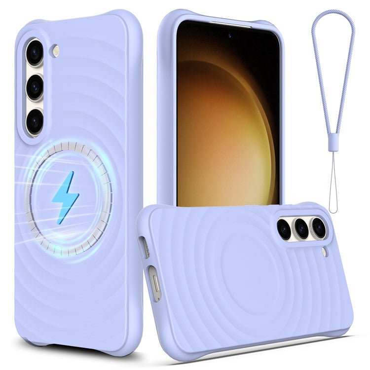 For Samsung Galaxy S23+ Magnetic Phone Case Ripple Texture Liquid Silicone Shockproof Cover
