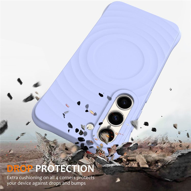 For Samsung Galaxy S23+ Magnetic Phone Case Ripple Texture Liquid Silicone Shockproof Cover