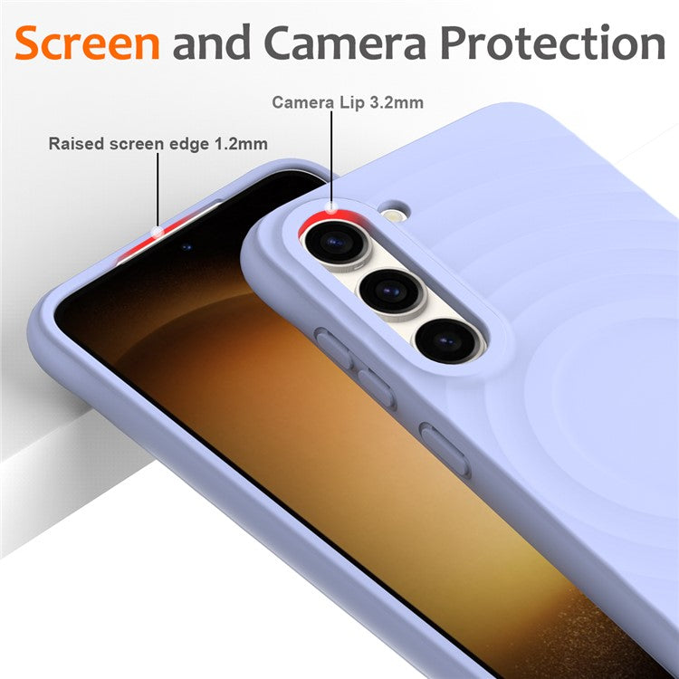 For Samsung Galaxy S23+ Magnetic Phone Case Ripple Texture Liquid Silicone Shockproof Cover