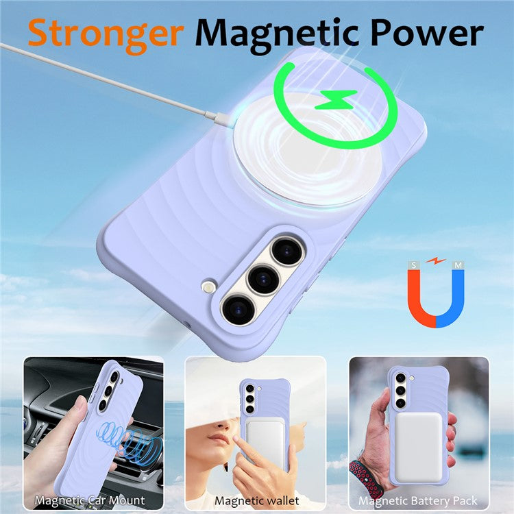 For Samsung Galaxy S23+ Magnetic Phone Case Ripple Texture Liquid Silicone Shockproof Cover