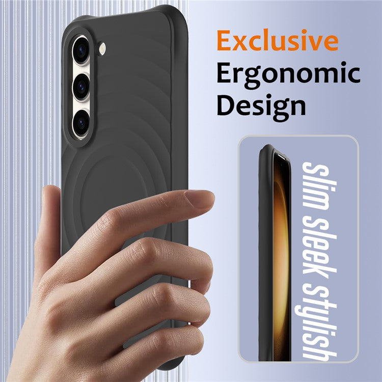 Magnetic Phone Case for Samsung Galaxy S23 Ripple Texture Liquid Silicone Cover