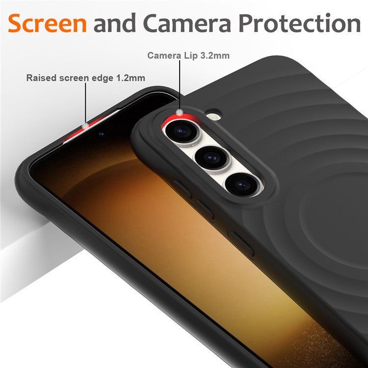 Magnetic Phone Case for Samsung Galaxy S23 Ripple Texture Liquid Silicone Cover