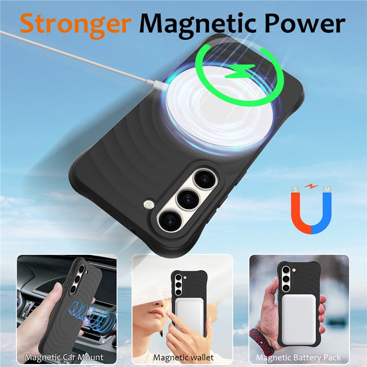 Magnetic Phone Case for Samsung Galaxy S23 Ripple Texture Liquid Silicone Cover