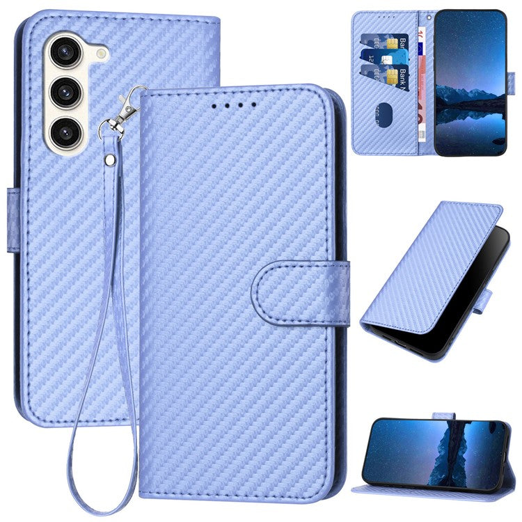 YX0070 For Samsung Galaxy S23 Case Carbon Fiber Texture Leather Wallet Phone Cover