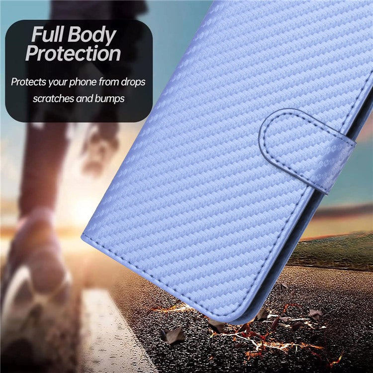 YX0070 For Samsung Galaxy S23 Case Carbon Fiber Texture Leather Wallet Phone Cover