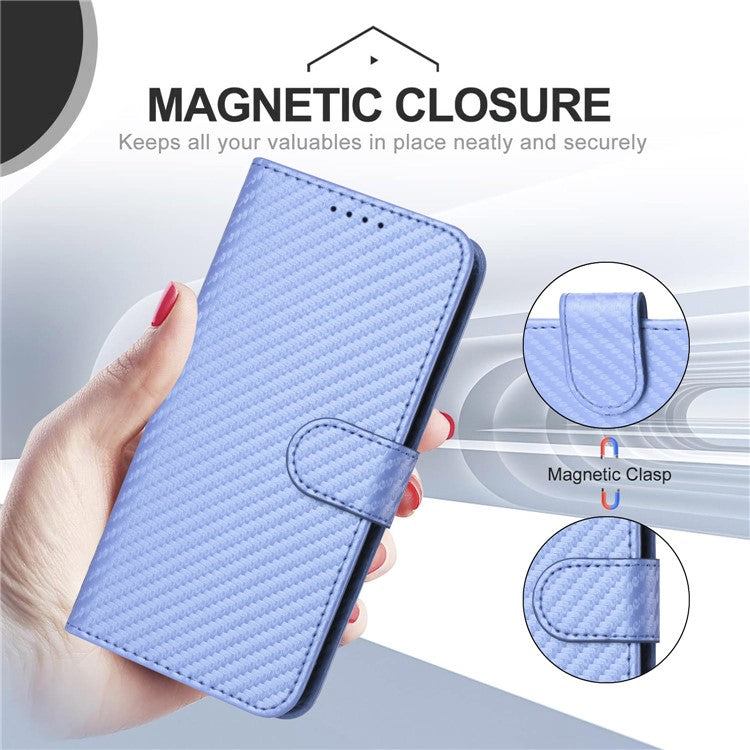 YX0070 For Samsung Galaxy S23 Case Carbon Fiber Texture Leather Wallet Phone Cover