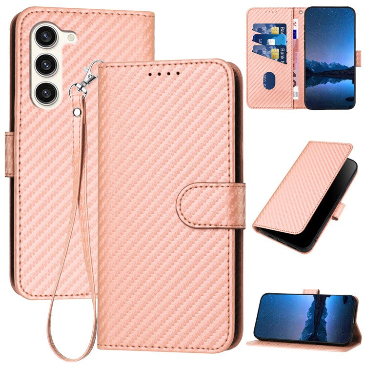 YX0070 For Samsung Galaxy S23 Case Carbon Fiber Texture Leather Wallet Phone Cover
